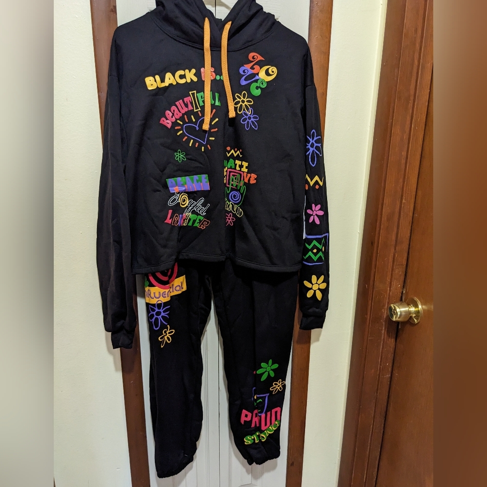 🩶 NWT ModernLux Black History Jogger Set Girl's Size XL 15-17